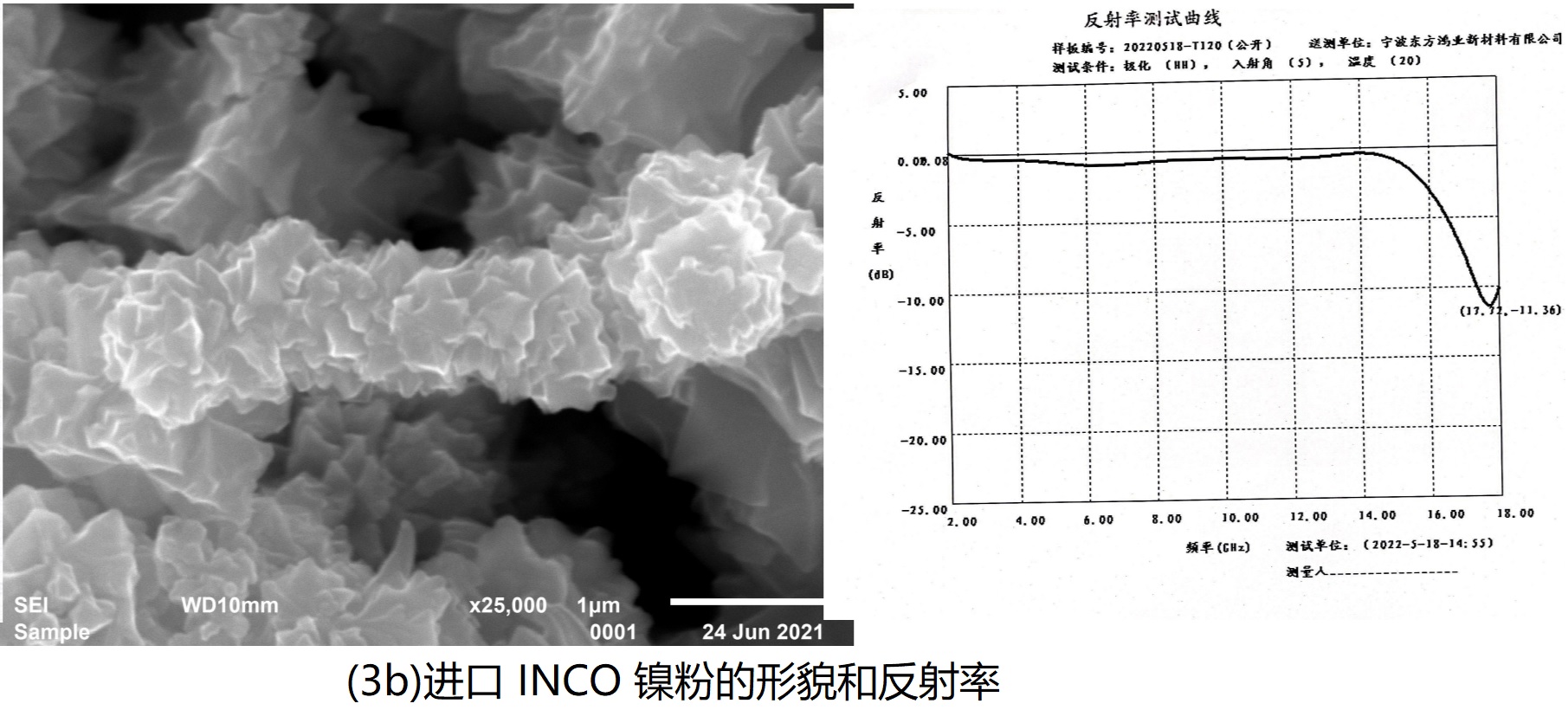 进口 INCO 镍粉的形貌和反射率
